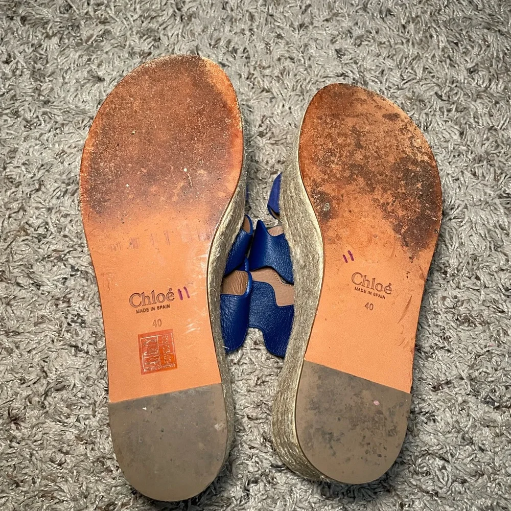 Chloe‎ Lauren Royal Blue Wave Platform espadrille Slide sz 40